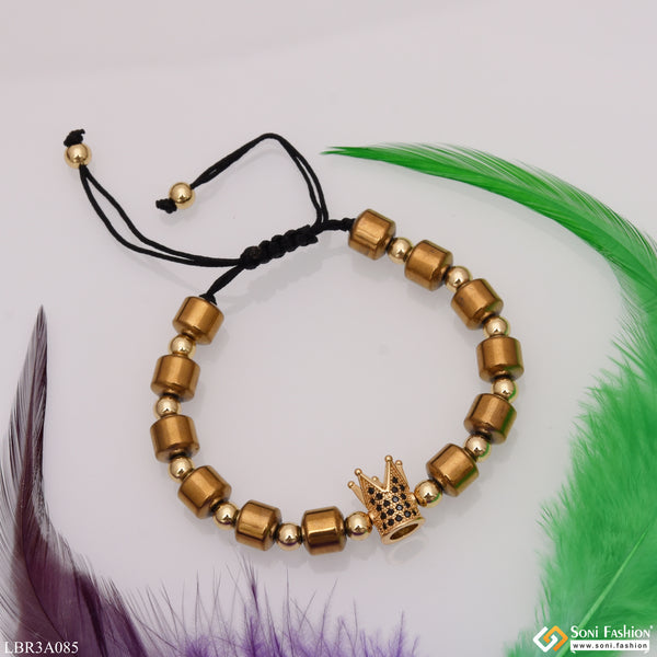 Crown in Diamond with Ball Fancy Design Golden Color Bracelet for Girl - Style LBRA085