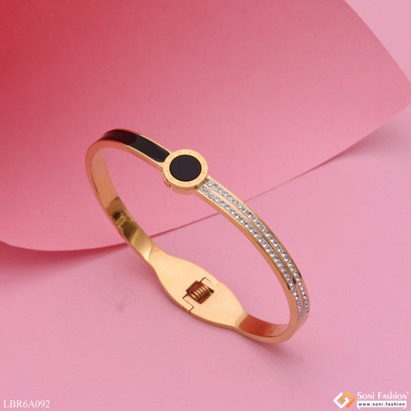 Roman Number With Diamond Casual Design Golden Color Bracelet For Girls - Style Lbra092