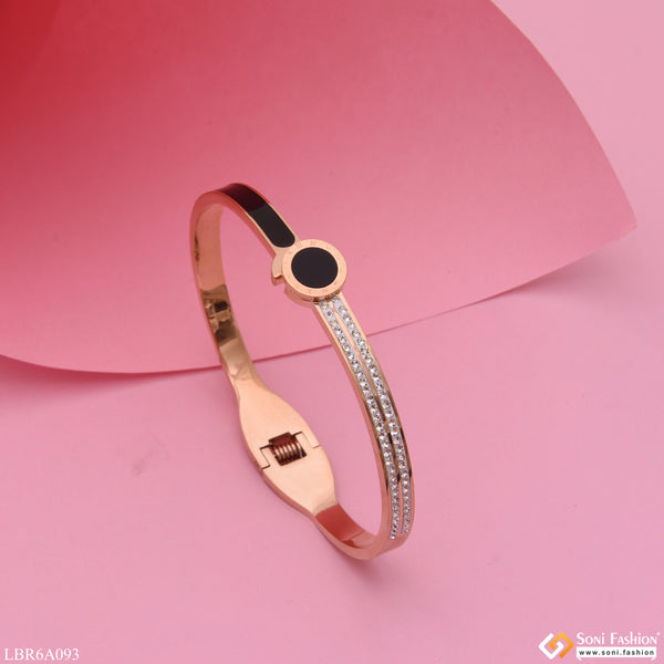 Roman Number with Diamond Graceful Design Rose Gold Bracelet - Style LBRA093