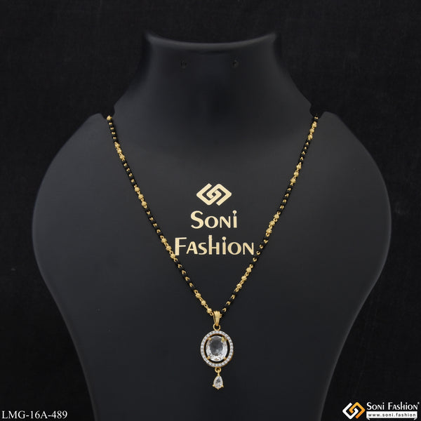 1 Gram Gold Plated White Stone Fancy Design Mangalsutra for Women - Style A489