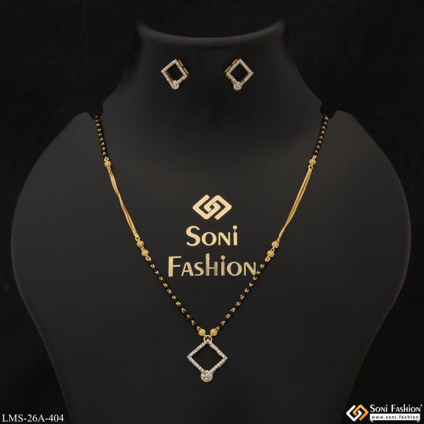 1 Gram Gold Plated Brilliant Design Mangalsutra Set for Women - Style A404