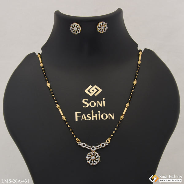 1 Gram Gold Plated with Diamond Cool Design Mangalsutra Set for Women - Style A431