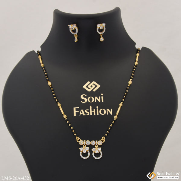 1 Gram Gold Plated with Diamond New Style Mangalsutra Set for Women - Style A432