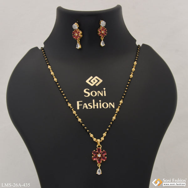 1 Gram Gold Plated Flower Lovely Design Mangalsutra Set for Women - Style A435