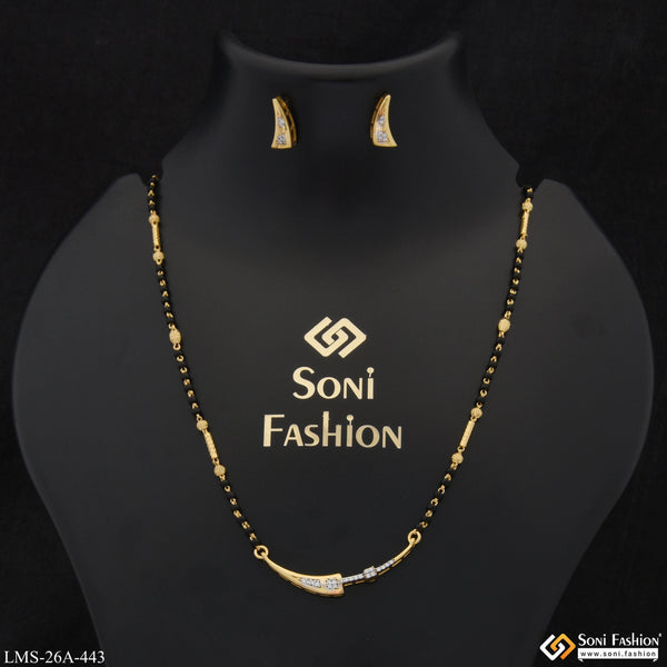 1 Gram Gold Plated with Diamond Best Quality Mangalsutra Set for Women - Style A443