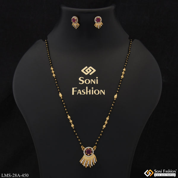 1 Gram Gold Plated with Diamond Funky Design Mangalsutra Set for Women - Style A450