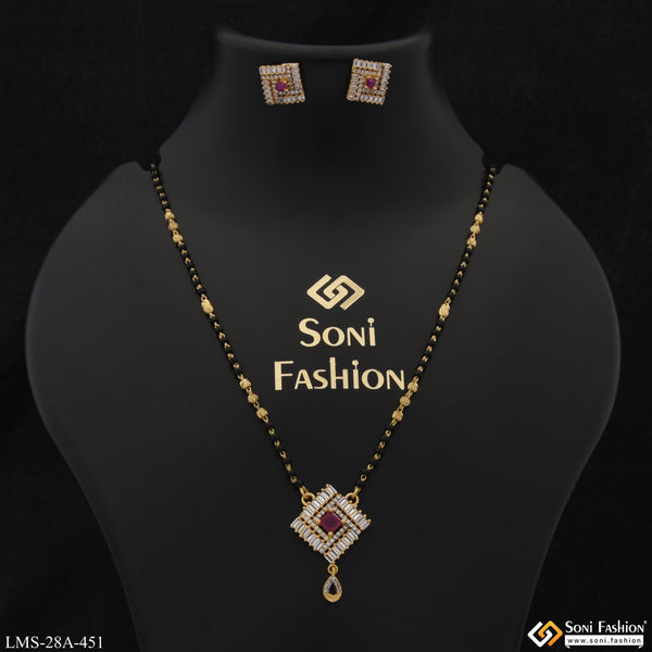 1 Gram Gold Plated with Diamond New Style Mangalsutra Set for Women - Style A451