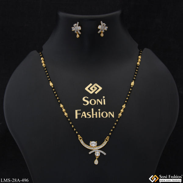 1 Gram Gold Plated Glittering Design Mangalsutra Set for Women - Style A496