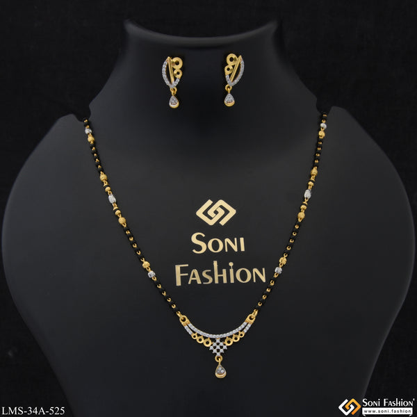 1 Gram Gold Plated Finely Detailed Mangalsutra Set for Women - Style A525