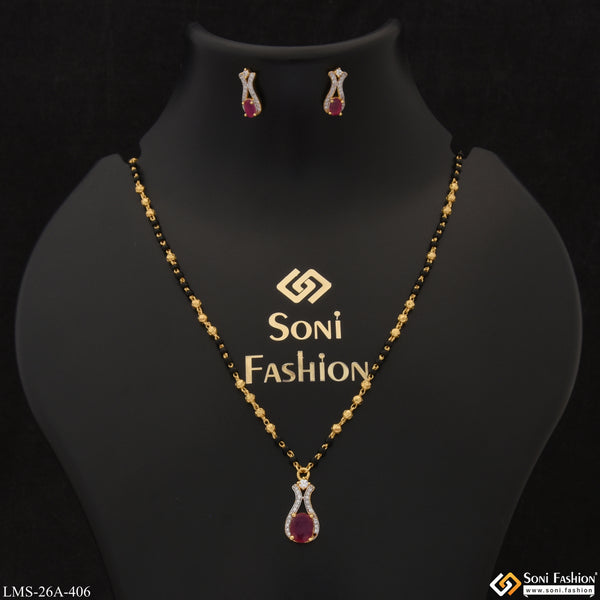 1 Gram Gold Plated Graceful Design Mangalsutra Set for Women - Style A406