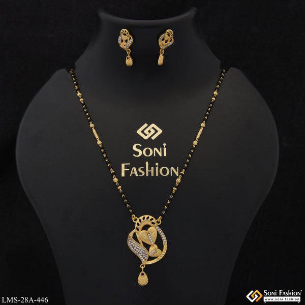 1 Gram Gold Plated with Diamond Chic Design Mangalsutra Set for Women - Style A446