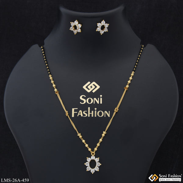 1 Gram Gold Plated Glittering Design Mangalsutra Set for Women - Style A459