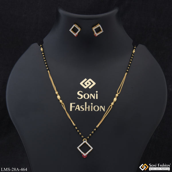 1 Gram Gold Plated with Diamond Fashionable Mangalsutra Set for Women - Style A464