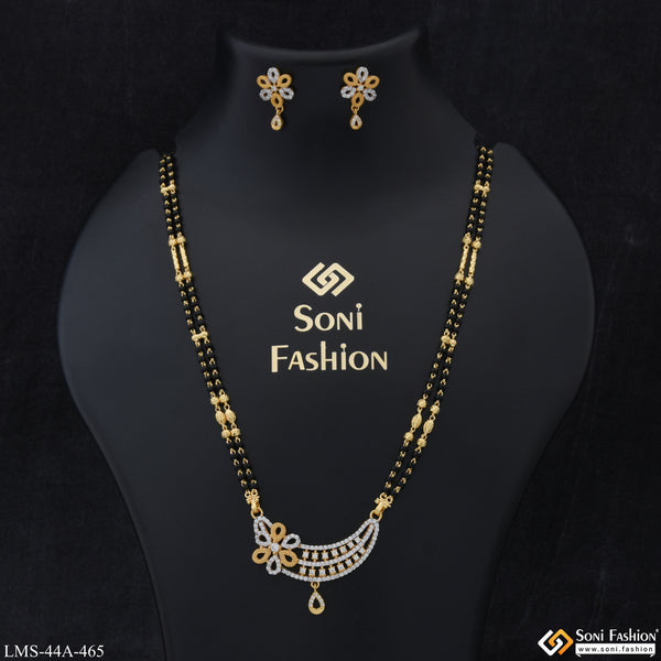 1 Gram Gold Plated with Diamond Designer Mangalsutra Set for Women - Style A465