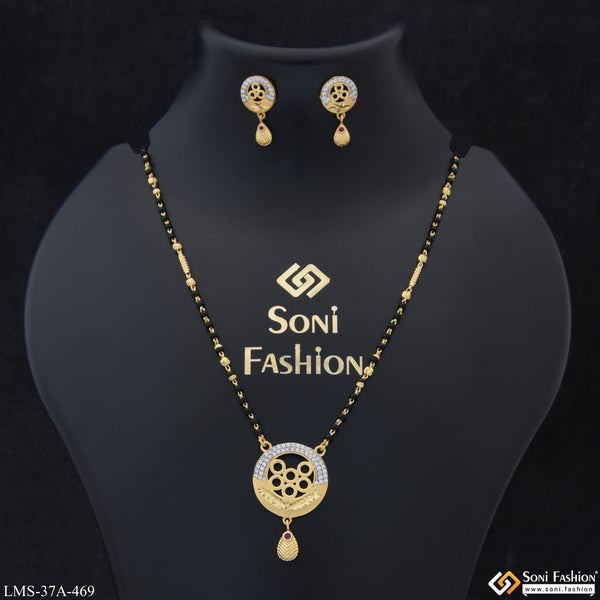 1 Gram Gold Plated with Diamond Designer Mangalsutra Set for Women - Style A469