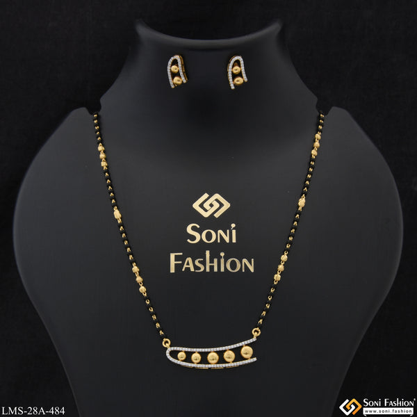 1 Gram Gold Plated Magnificent Design Mangalsutra Set for Women - Style A484