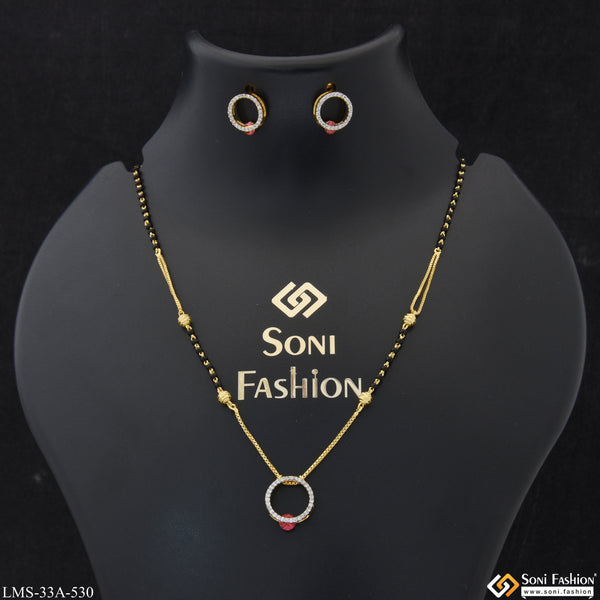 1 Gram Gold Plated Finely Detailed Mangalsutra Set for Women - Style A530