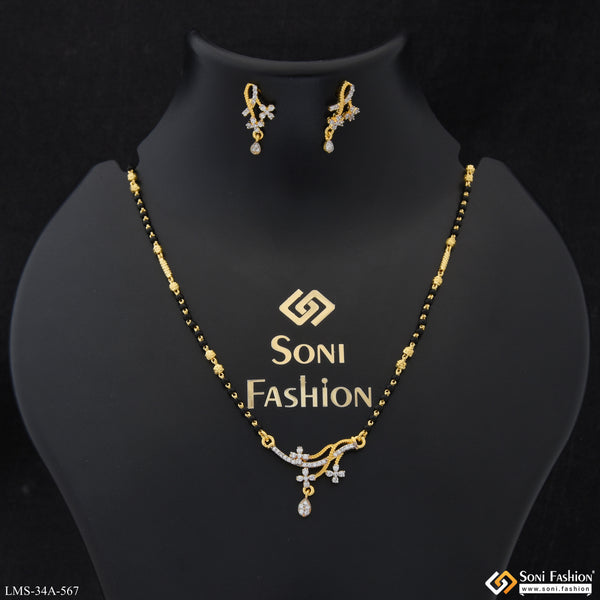 1 Gram Gold Plated Classic Design Mangalsutra Set for Women - Style A567