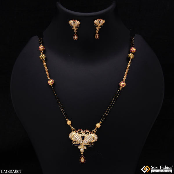 High-class Design With Diamond Gold Plated Mangalsutra Set For Women - Style Lmsa007