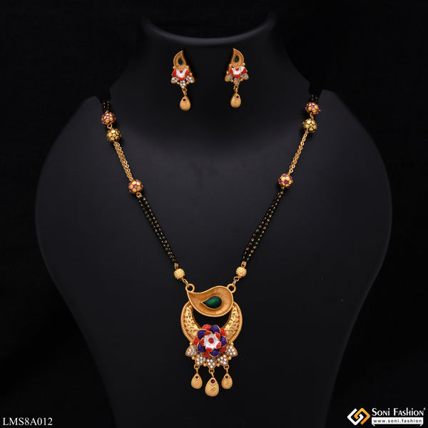 Flower With Diamond Gold Plated Mangalsutra Set For Women - Style Lmsa012