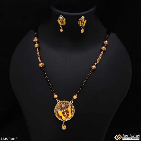 Butterfly With Diamond Gold Plated Mangalsutra Set For Women - Style Lmsa013