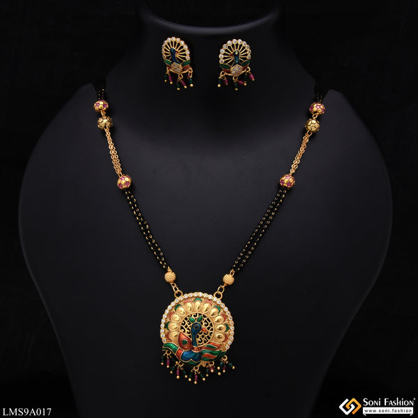 Peacoak With Diamond Finely Detailed Gold Plated Mangalsutra Set - Style Lmsa017