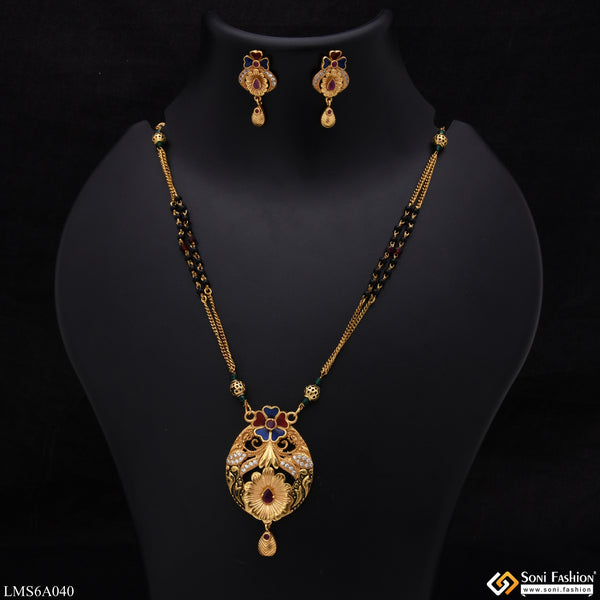 Charming Design With Diamond Gold Plated Mangalsutra Set For Women - Style Lmsa040