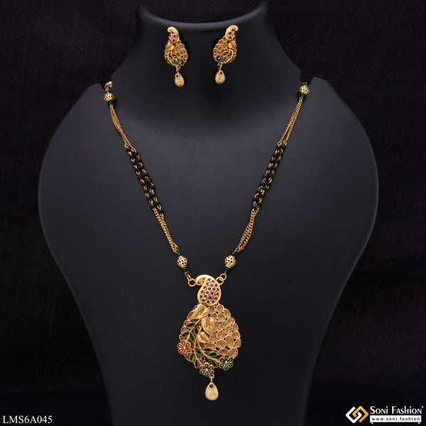 Decorative Design With Diamond Gold Plated Mangalsutra Set For Women - Style Lmsa045