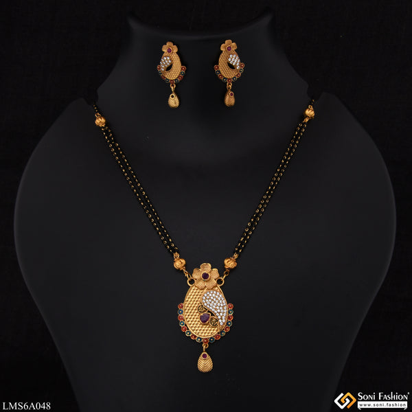 Funky Design With Diamond Gold Plated Mangalsutra Set For Women - Style Lmsa048