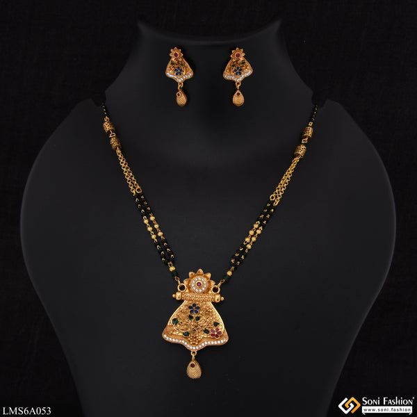 Classic Design With Diamond Gold Plated Mangalsutra Set For Women - Style Lmsa053