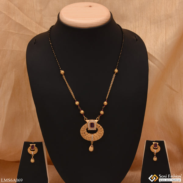 Gorgeous Design With Diamond Gold Plated Mangalsutra Set For Women - Style Lmsa069