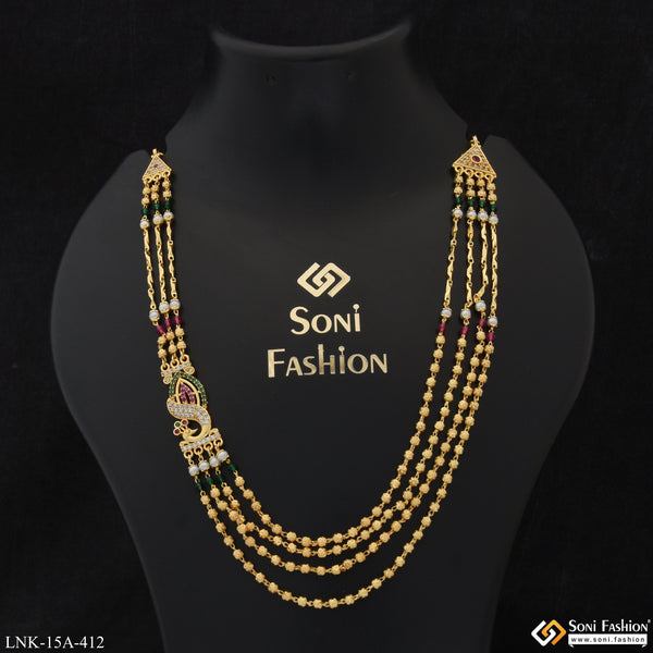 Cool Design with Diamond Latest Design Gold Plated Mala for Women - Style A412