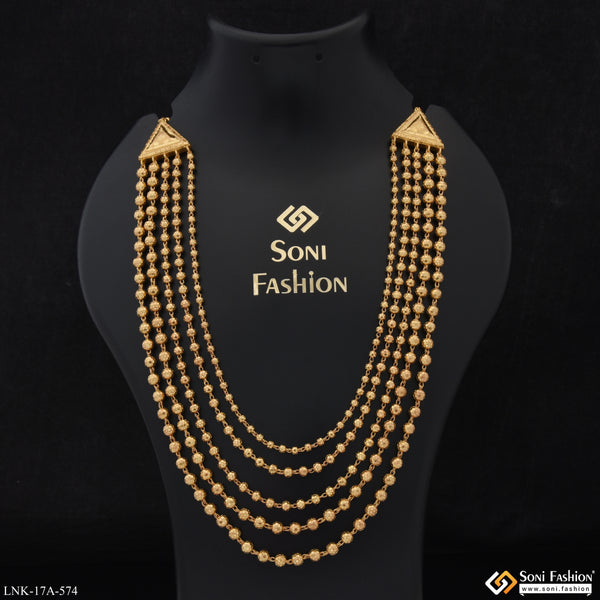 5 Line Gold Plated Brass Beaded Necklace for Women - Style A574