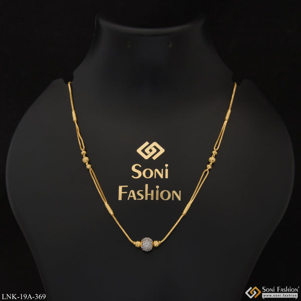 1 Gram Gold Plated with Diamond Beautiful Design Necklace for Ladies - Style A369