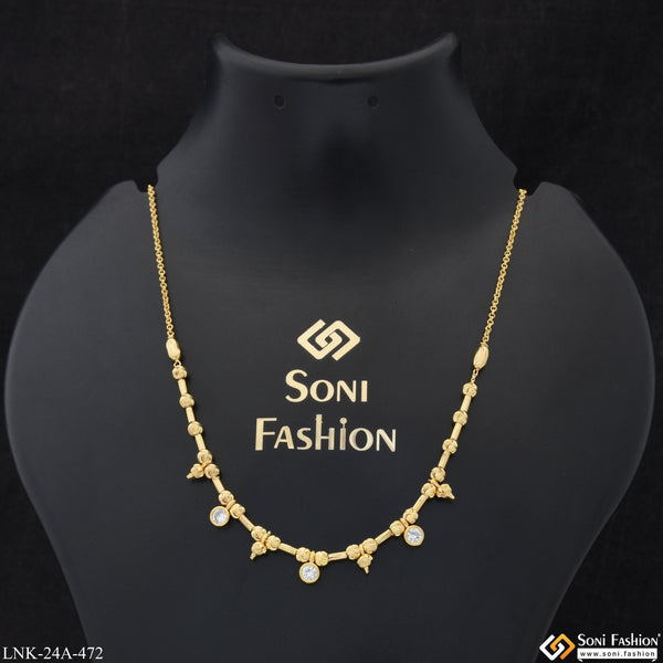 1 Gram Gold Plated with Diamond Fancy Design Necklace for Ladies - Style A472