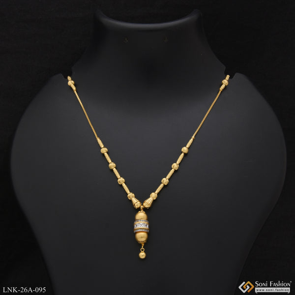 1 Gram Gold Plated with Diamond Hand-Crafted Design Necklace for Ladies - Style A095