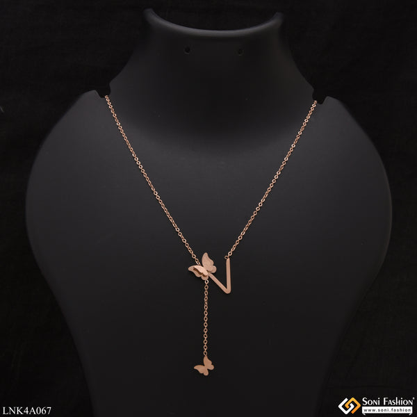 Attention-Getting Design Butterfly Rose Gold Necklace for Women - Style LNKA067