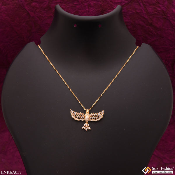 Eagle With Diamond Funky Design Golden Color Necklace For Women - Style Lnka057