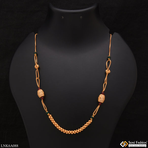 Matt Finish Gajari with Diamond Stunning Design Gold Plated Necklace - Style LNKA088