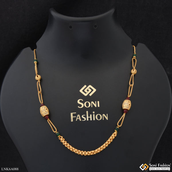 Matt Finish Gajari with Diamond Stunning Design Gold Plated Necklace - Style LNKA088