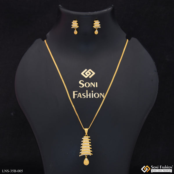 1 Gram Gold Plated Latest Design Necklace Set for Ladies - Style B005