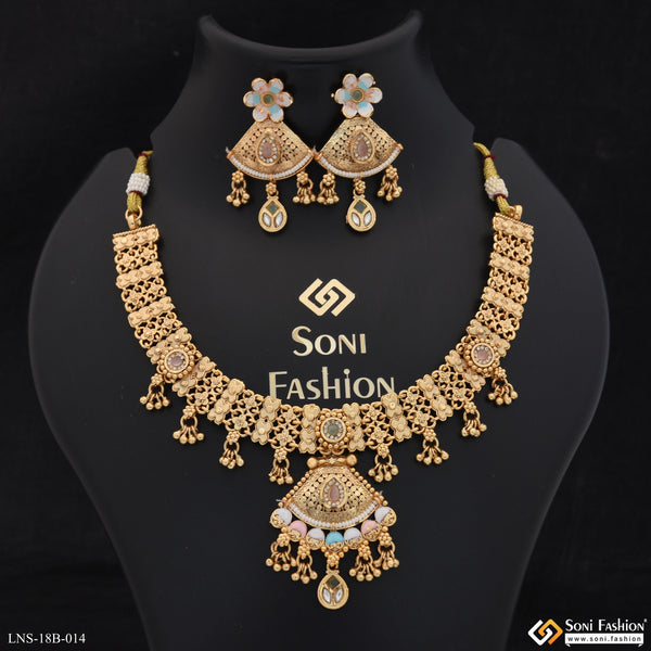 Designer Gold Plated Antique Necklace Set for Women - Style B014