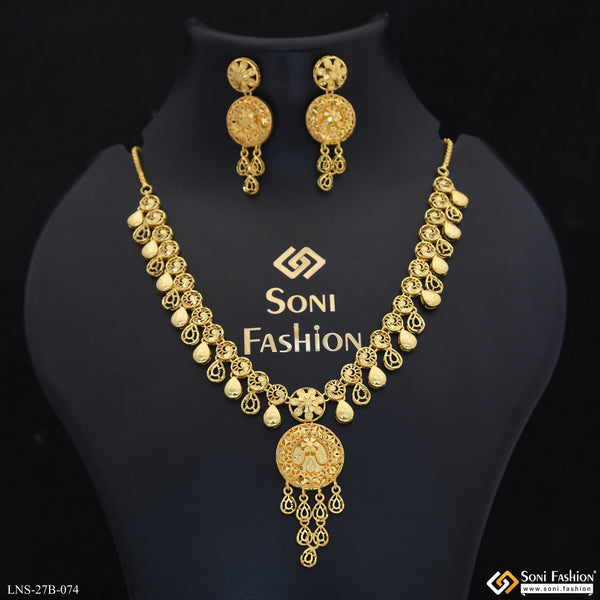 1 Gram Gold Plated Designer Necklace Set for Women - Style B074