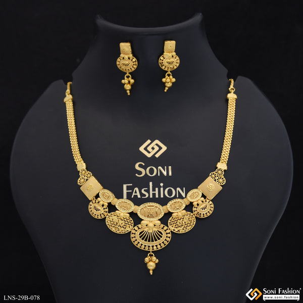 1 Gram Gold Plated Stunning Design Necklace Set for Women - Style B078