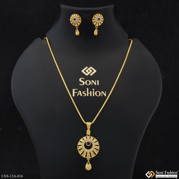 Eye-Catching Design Gold Plated Necklace Set for Ladies - Style A816