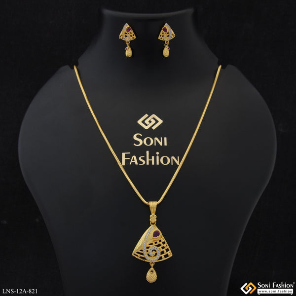 Hand-Finished Design Gold Plated Necklace Set for Ladies - Style A821