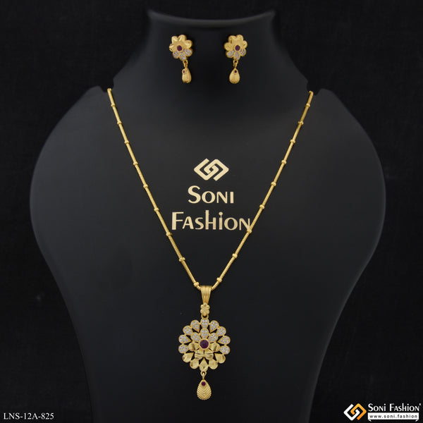 Glittering Design Gold Plated Necklace Set for Ladies - Style A825