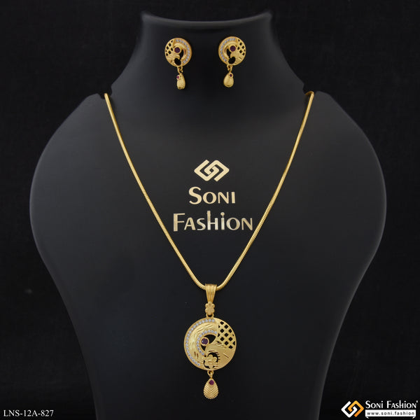 Finely Detailed Gold Plated Necklace Set for Ladies - Style A827