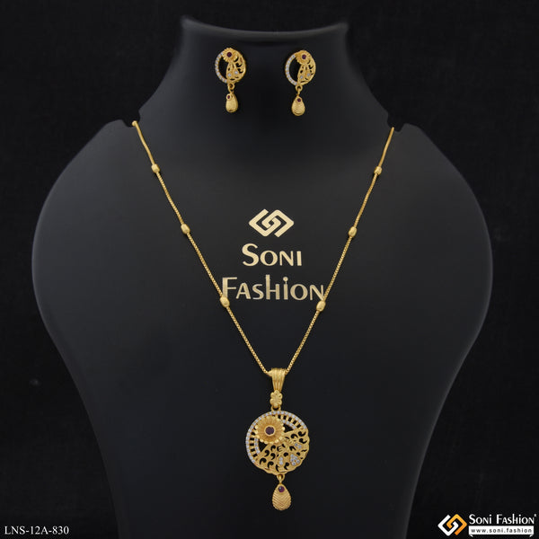 Finely Detailed Gold Plated Necklace Set for Ladies - Style A830