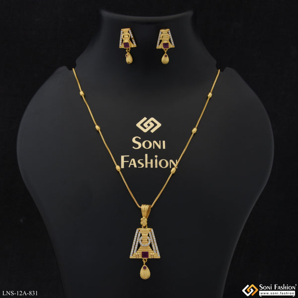 Stunning Design Gold Plated Necklace Set for Ladies - Style A831